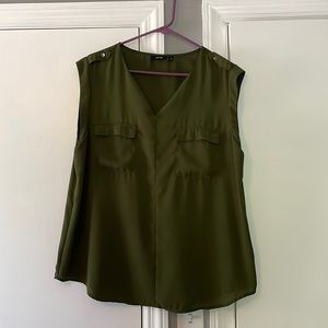 Sleeveless Olive Green Blouse